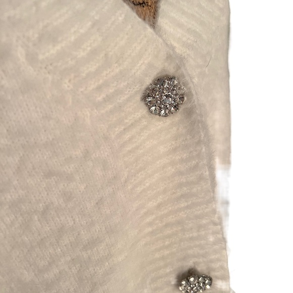NWT H&M white acrylic sweater with rhinestone buttons - Picture 2 of 5